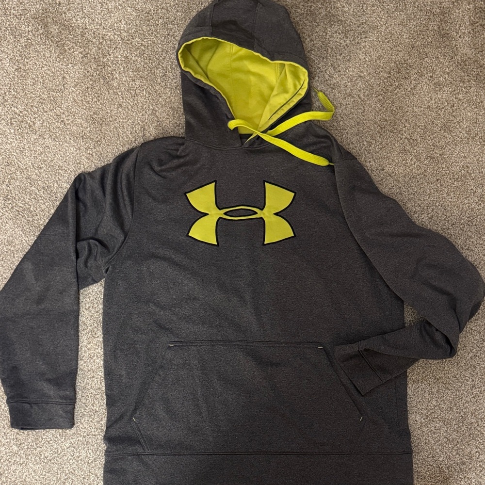 Under Armour Charcoal Hoodie with Neon Yellow Accents